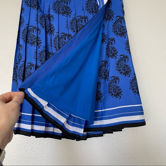 Banana Republic Blue Pleated Paisley Print Faux Wrap Midi Skirt Size 2 Petite - Picture 5 of 9
